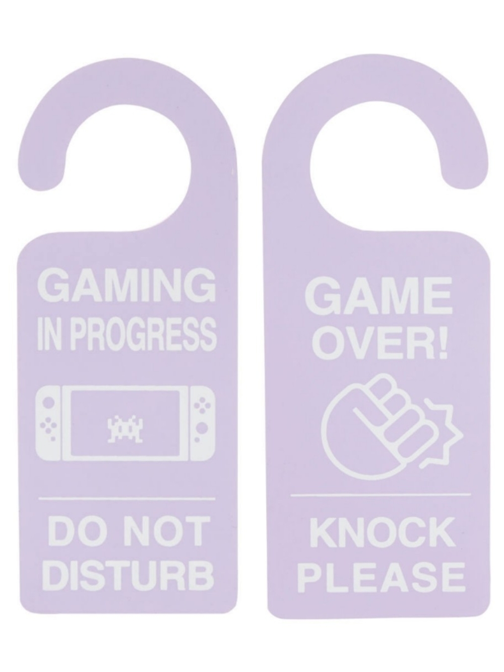 Two-sided Gaming Door Hanger Set - 'Gaming In Progress' & 'Game Over' Lavender